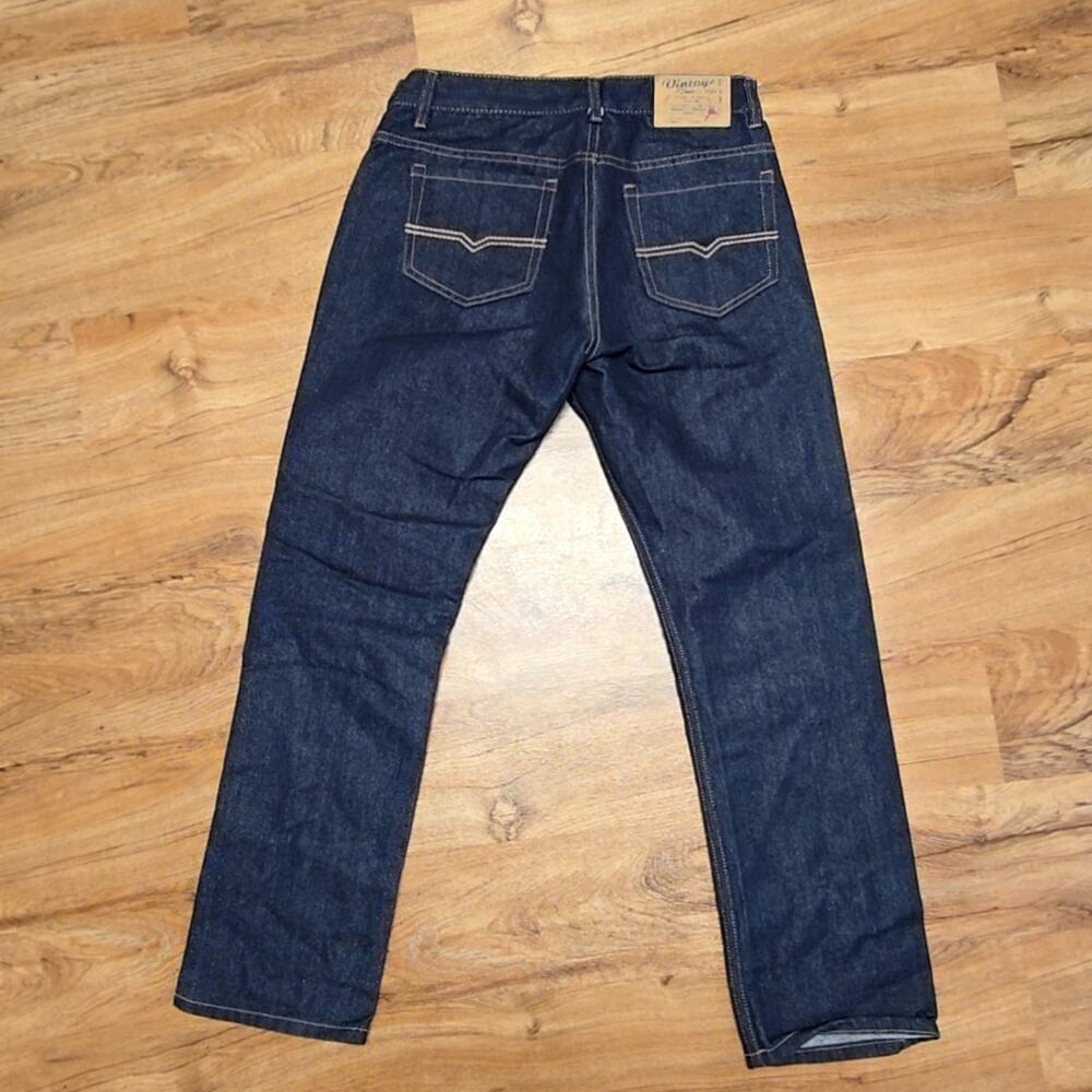 Vintage Genes Slim Straight Jeans Dark Wash Denim Mens 32x32 Classic Style